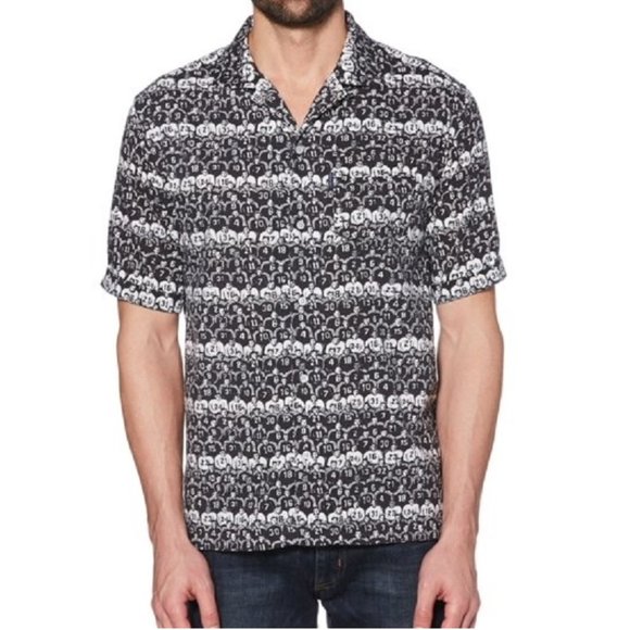 Original Penguin Final Sale Men's Retro Football Player Rows Print SS Camp Shirt - Picture 1 of 5